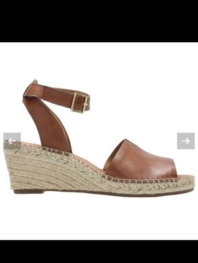 Clarks Artisan Wedge Brown Leather Open Toe Espadrilles Sandals Size 8M
